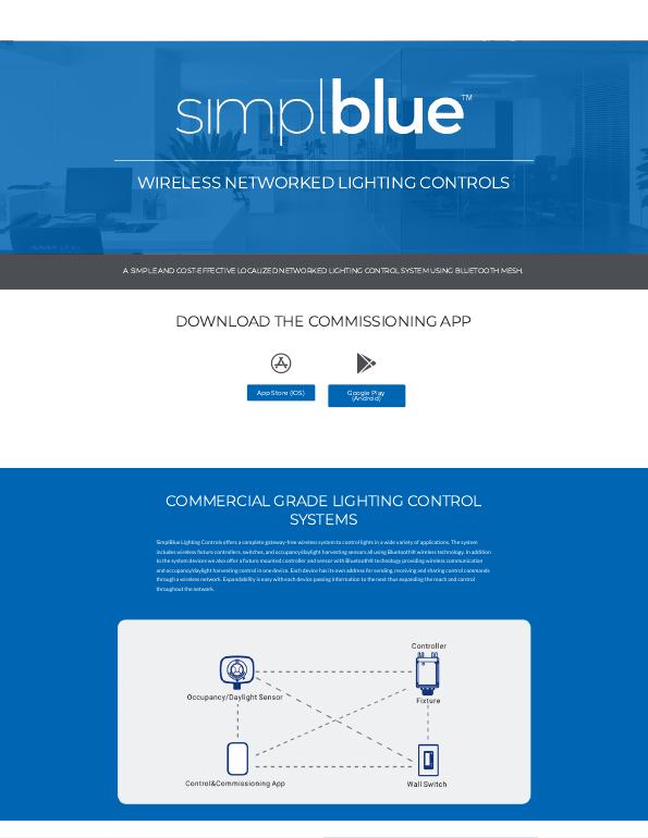 SimplBlue Wireless Networked Lighting Controls spec sheet